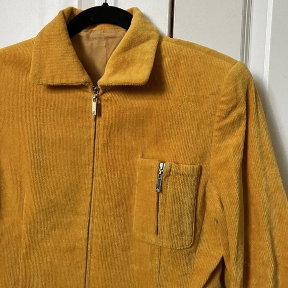 Vintage  Saturday Afternoons Golf Gold Yellow Corduroy Zip Jacket - Picture 7 of 8